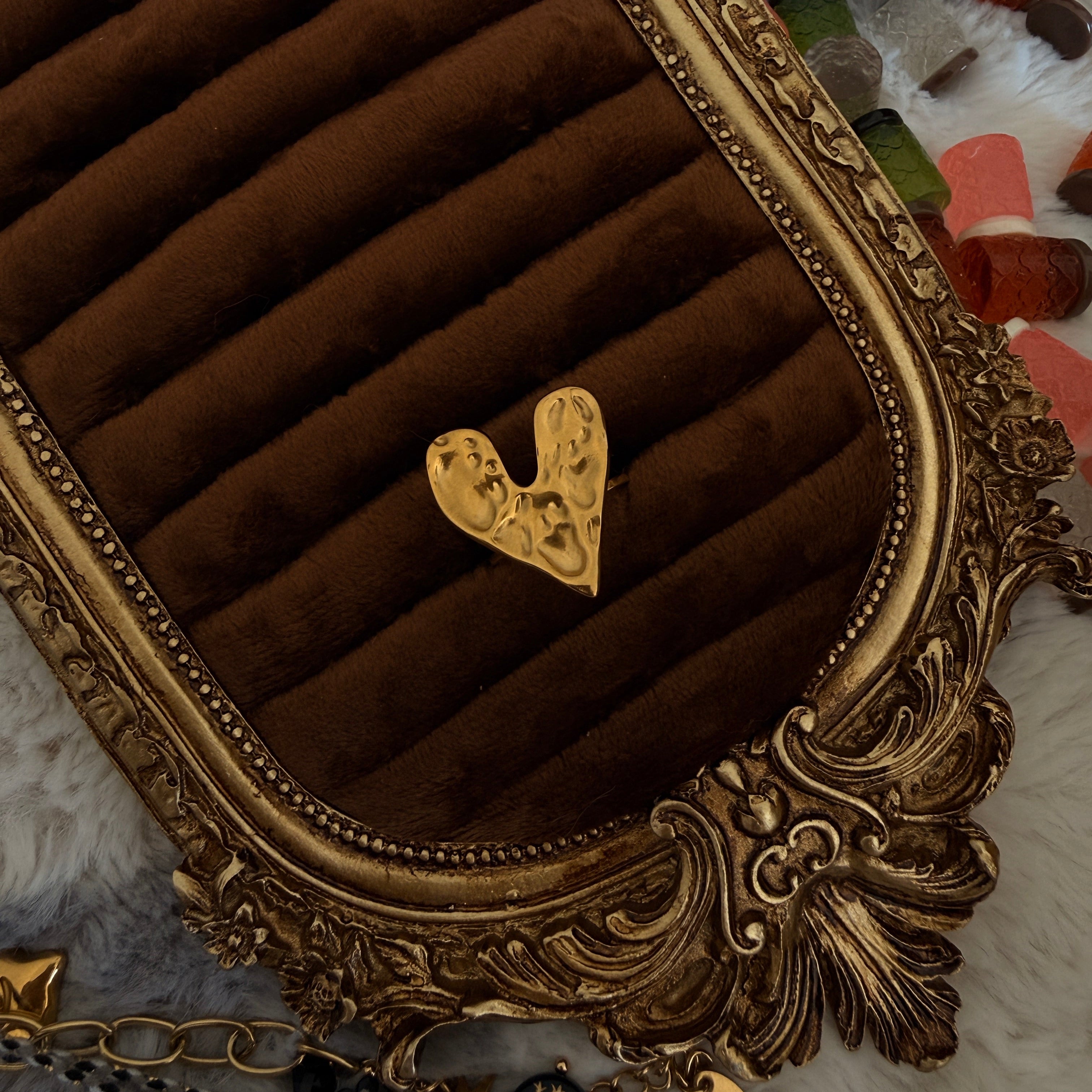 Gold Molten Heart Ring | Bold Statement Ring