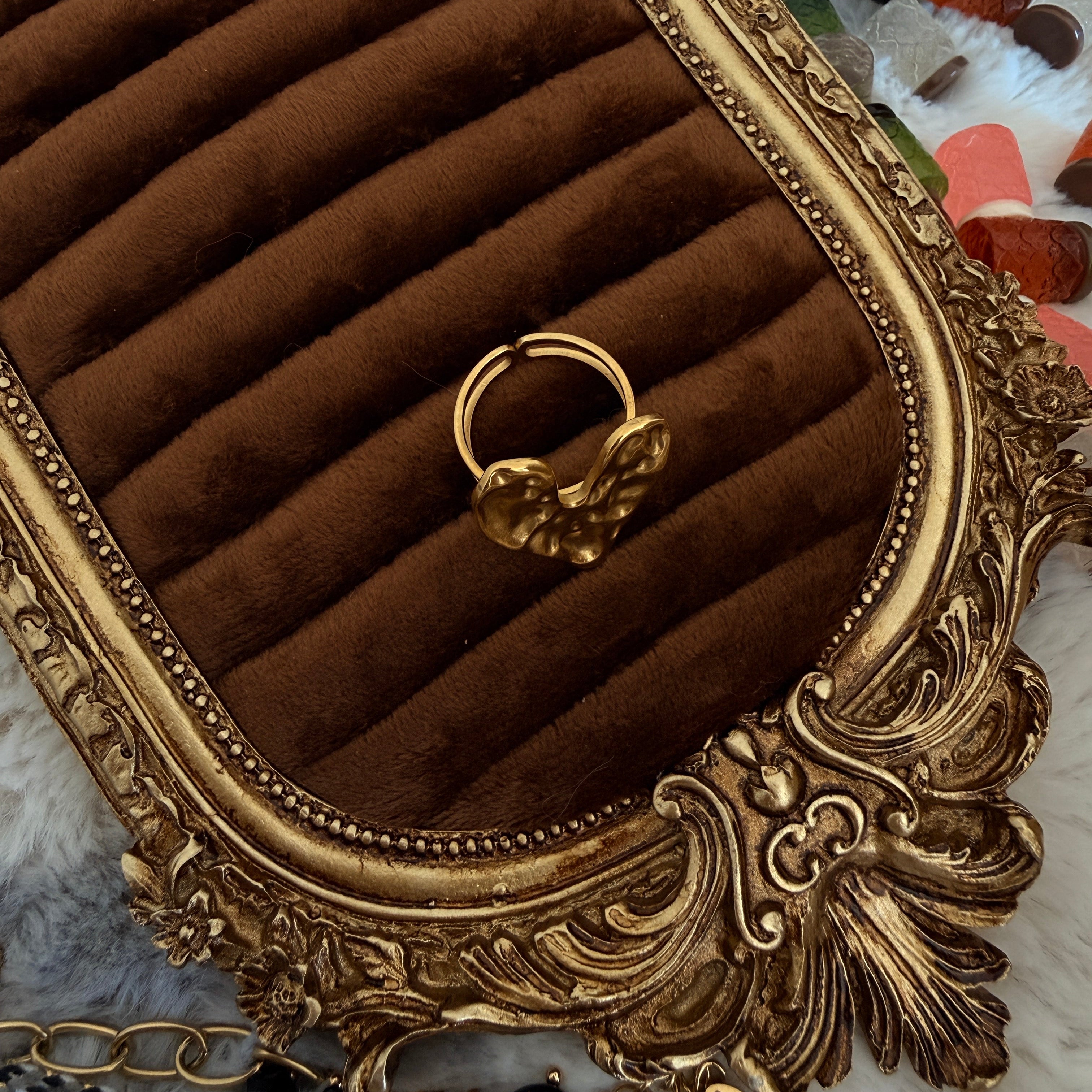 Gold Molten Heart Ring | Bold Statement Ring