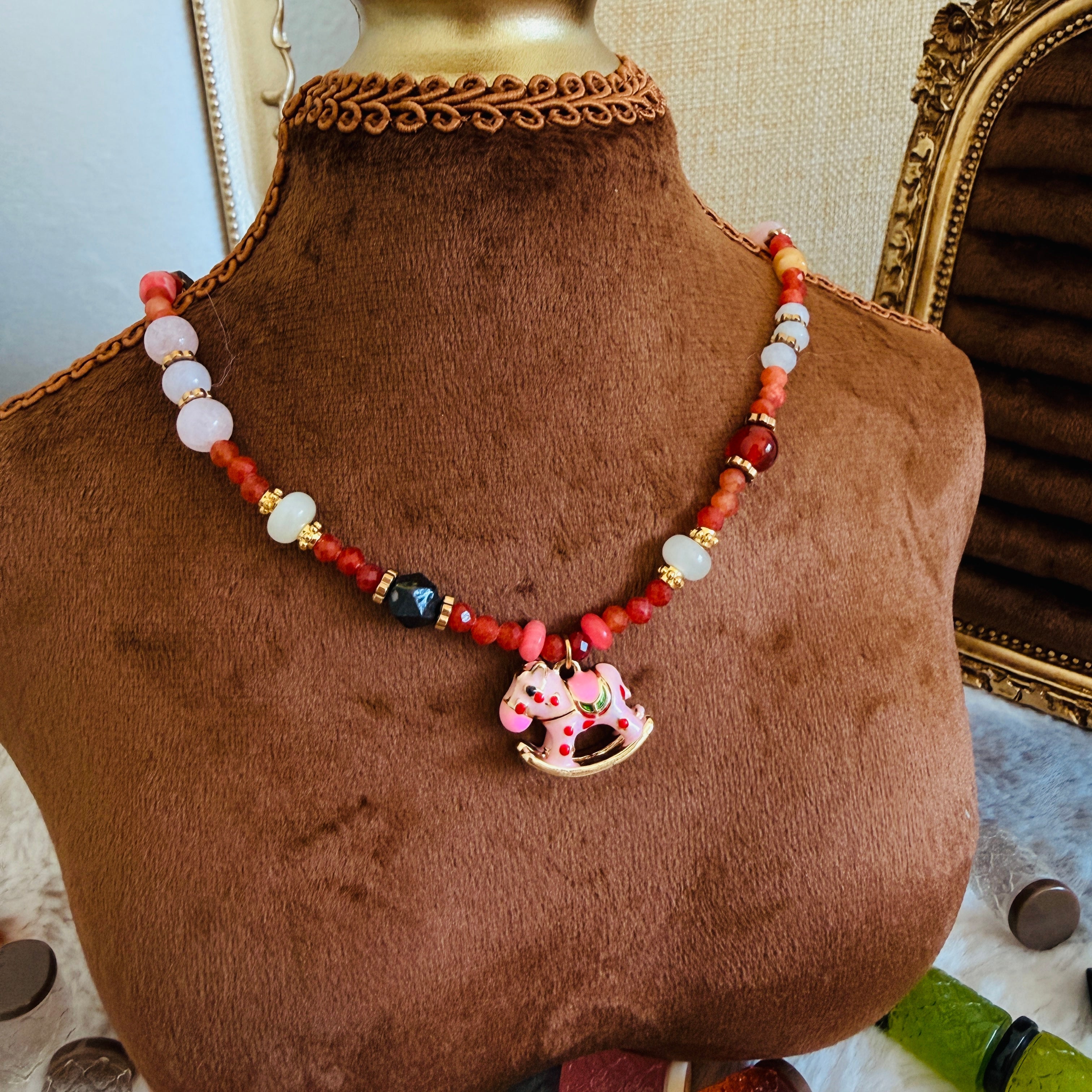 Rocking Horse Charm Beaded Necklace