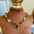 Crystal Beaded Mushroom Charm Necklace