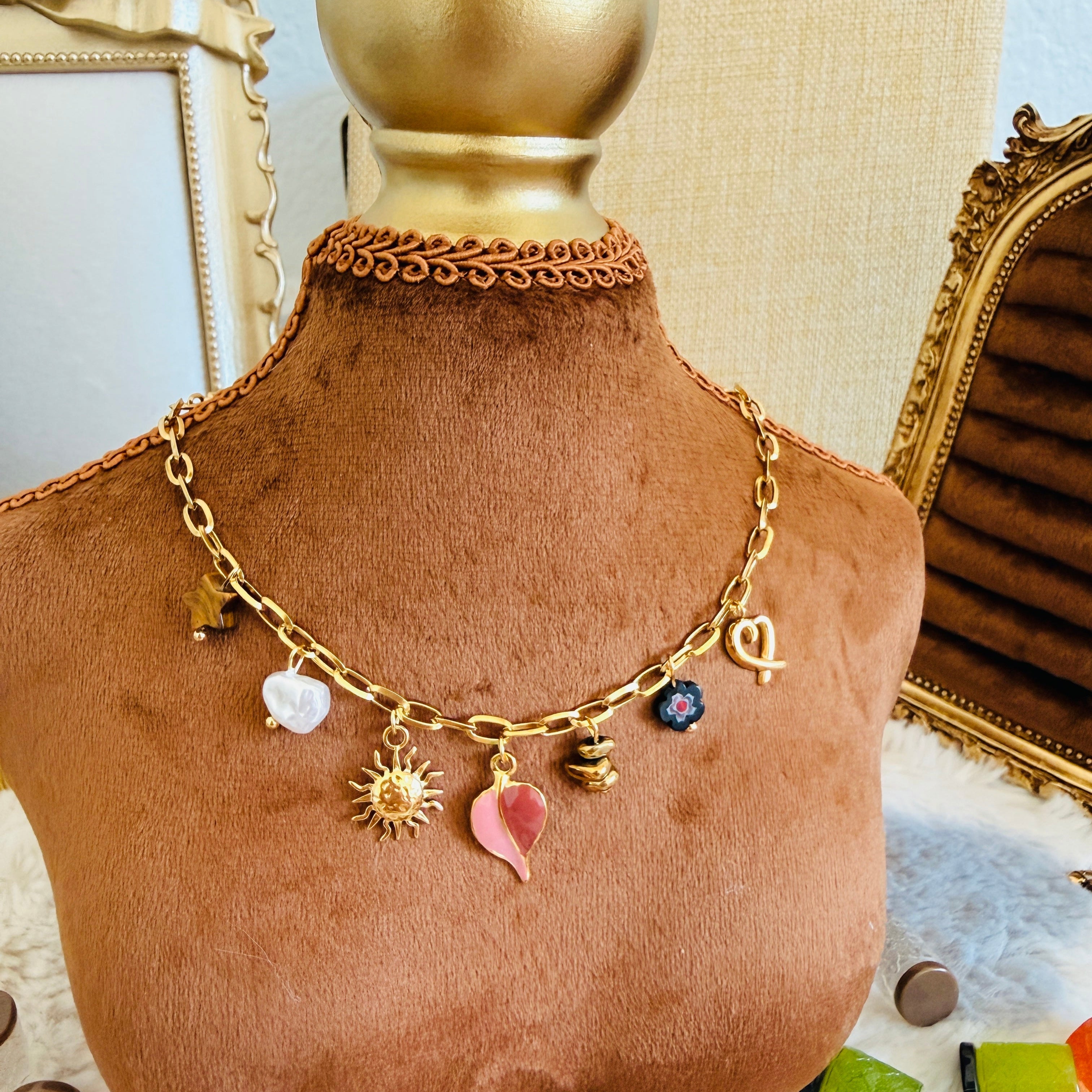 Gold Chain Multi-Charm Necklace