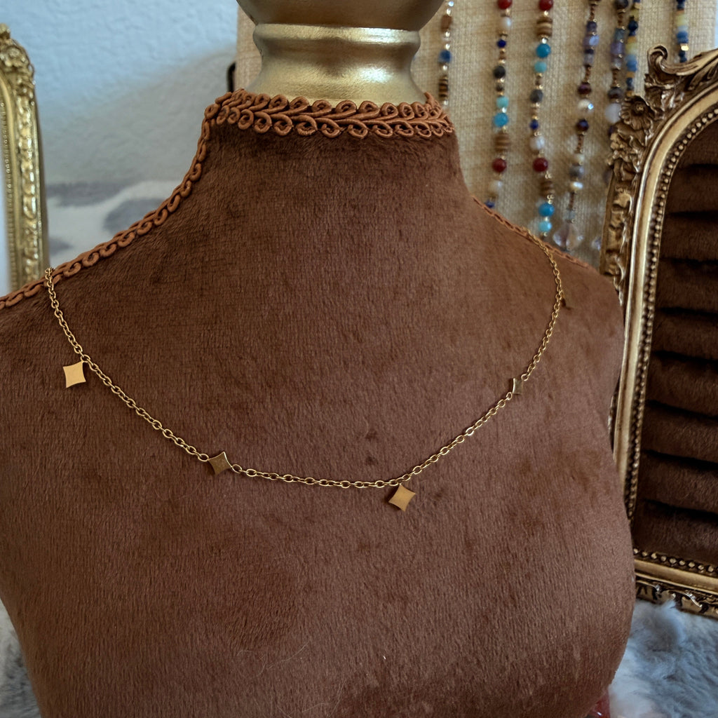 Gold Diamond Shape Charm Necklace