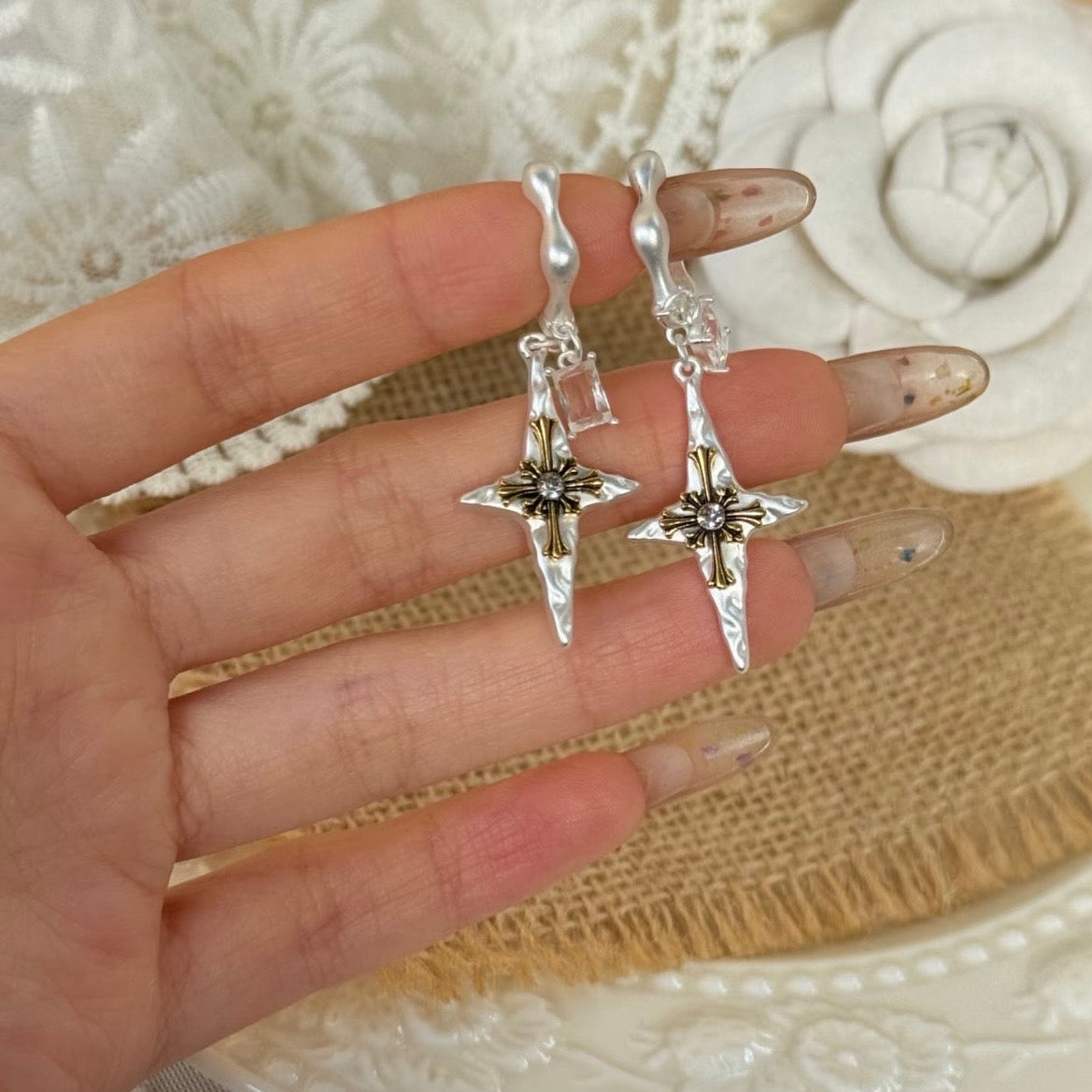 Gothic Cross Sword Drop Earrings