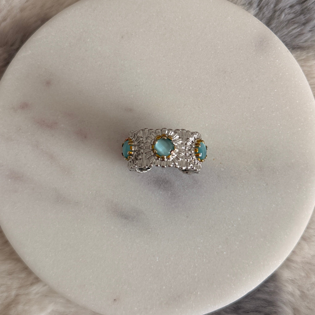 Aqua Gemstone Braided Ring