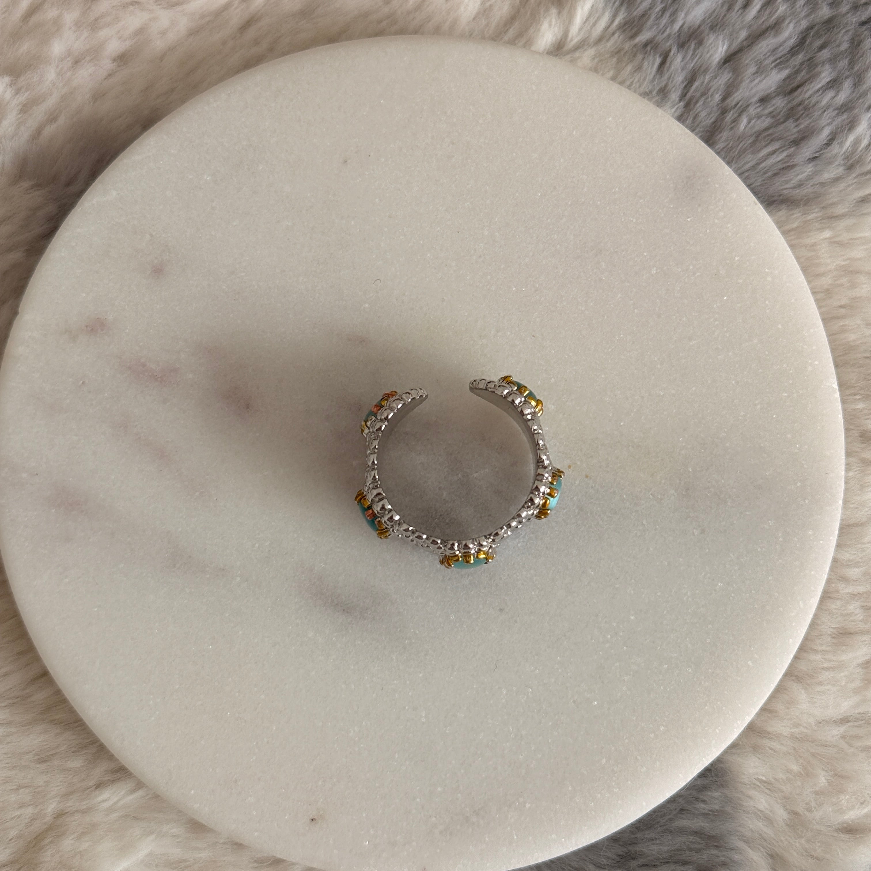 Aqua Gemstone Braided Ring