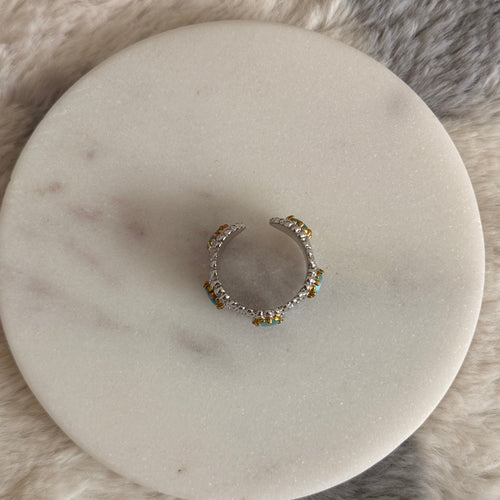 Aqua Gemstone Braided Ring