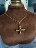 Gold Cross Pendant Rope Necklace