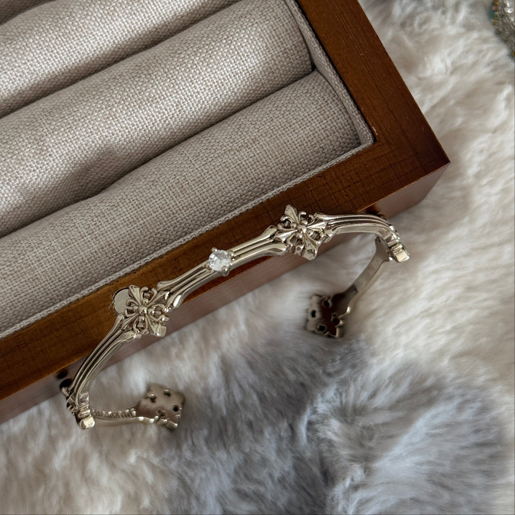 Silver Floral Cuff Bracelet