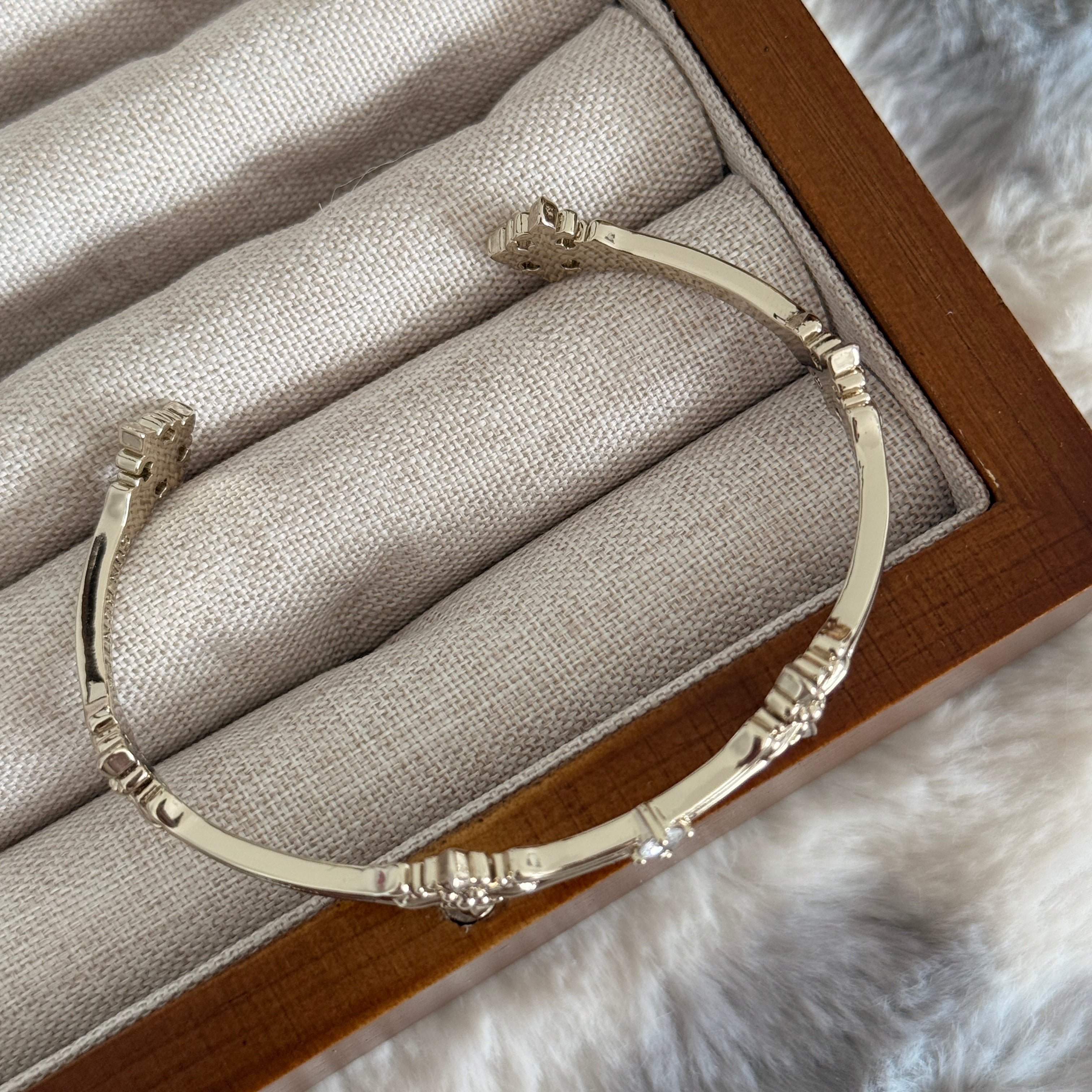 Silver Floral Cuff Bracelet