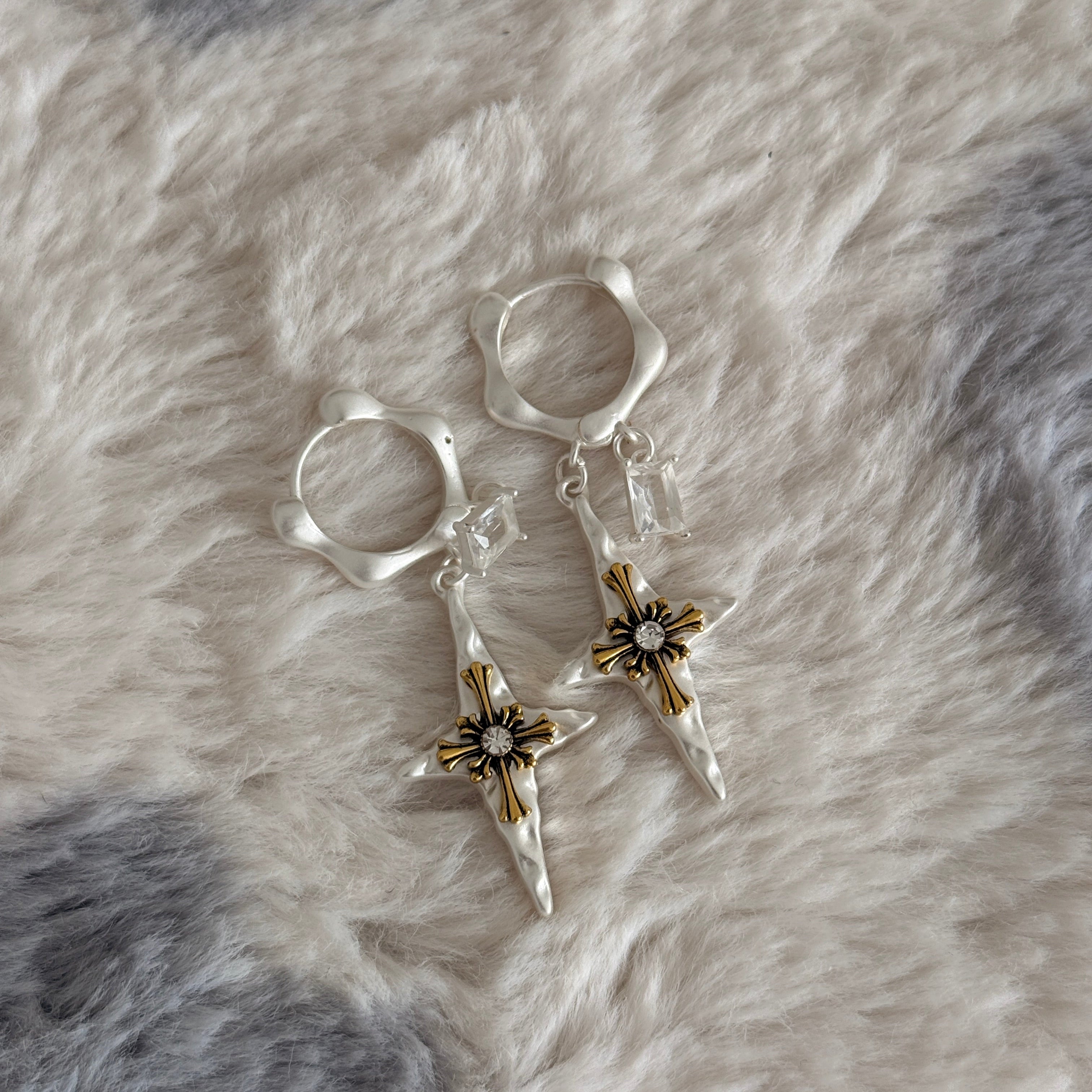 Gothic Cross Sword Drop Earrings